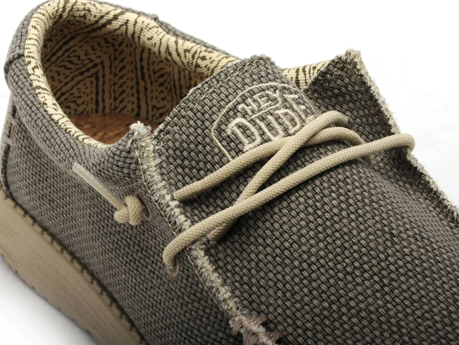 DUDE WALLY BRAIDED Kaki Mocassins Homme
