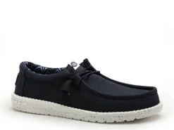 DUDE WALLY STRETCH CANVAS Bleu Mocassins Homme