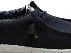 DUDE WALLY STRETCH CANVAS Bleu Mocassins Homme