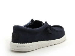 DUDE WALLY STRETCH CANVAS Bleu Mocassins Homme