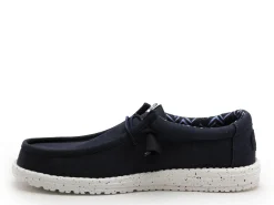 DUDE WALLY STRETCH CANVAS Bleu Mocassins Homme