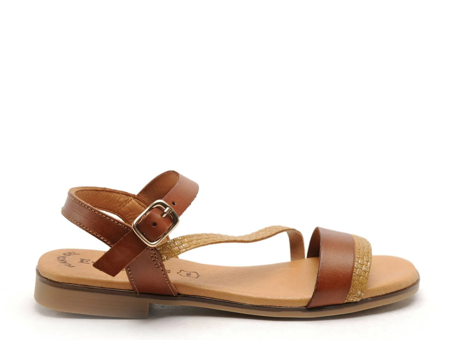 Eva Frutos 3015 Marron Sandales Plates Femme