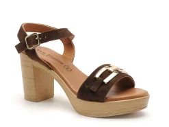 Eva Frutos 6812 Marron Sandales à Talons Femme