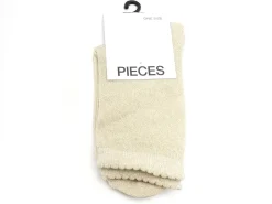 Pieces Chaussettes à paillette PCSEBBY GLITTER LONG SOCKS NOOS BC Beige Chaussettes Femme