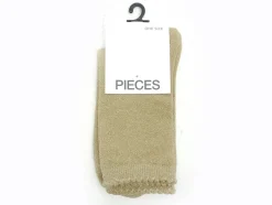 Pieces CHAUSSETTES PCSEBBY GLITTER LONG SOCKS NOOS BC Beige Chaussettes Femme