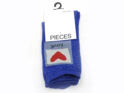 Pieces CHAUSSETTES PCSEBBY GLITTER EMB SOCK FC Bleu Chaussettes Femme