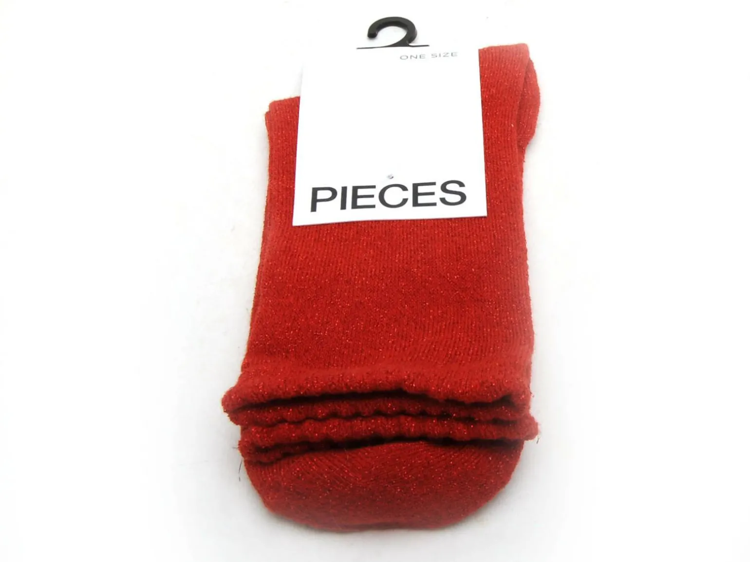 Pieces CHAUSSETTES PCSEBBY GLITTER LONG 1 PACK Rouge Chaussettes Femme