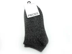 Pieces CHAUSSETTES PCSEBBY GLITTER SNEAKER Argent Chaussettes Femme