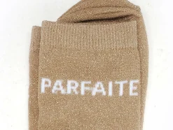 Pieces CHAUSSETTES PCSEBBY LONG GLITTER STATEMENT SOCK NOOS Beige Chaussettes Femme