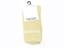 Pieces CHAUSSETTES PCSEBBY LONG GLITTER STATEMENT SOCK NOOS Jaune Chaussettes Femme