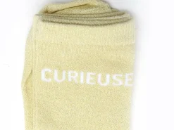 Pieces CHAUSSETTES PCSEBBY LONG GLITTER STATEMENT SOCK NOOS Jaune Chaussettes Femme