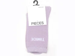 Pieces CHAUSSETTES PCSEBBY LONG GLITTER STATEMENT SOCK NOOS Violet Chaussettes Femme