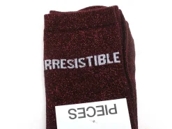 Pieces CHAUSSETTES PCSEBBY LONG GLITTER Bordeaux Chaussettes Femme