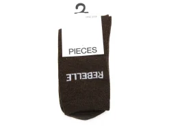 Pieces CHAUSSETTES PCSEBBY LONG GLITTER Marron Chaussettes Femme