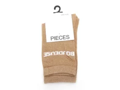 Pieces CHAUSSETTES PCSEBBY LONG GLITTER Beige Chaussettes Femme