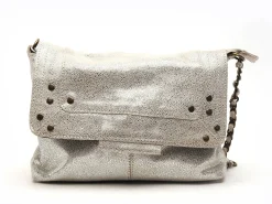 Pieces SAC PCFELIZIA LEATHER CROSS BODY Argent Sacs Femme