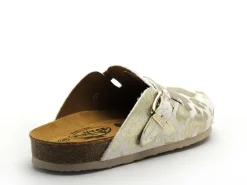 Plakton BLOG ANIMAL PRINT Blanc Mules et Sabots Plats Femme