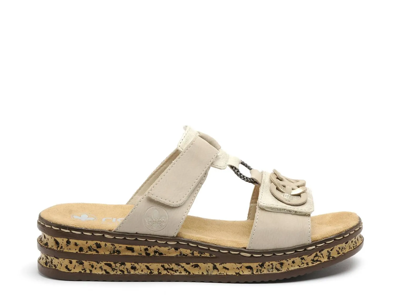 Rieker 62936 Beige Mules et Sabots à Talons Femme