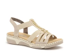 Rieker 66201 Beige Sandales Plates Femme