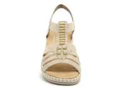 Rieker 66201 Beige Sandales Plates Femme