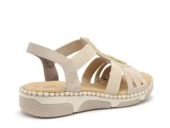 Rieker 66201 Beige Sandales Plates Femme