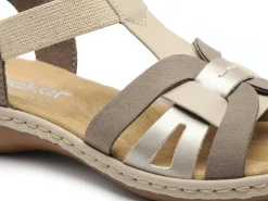 Rieker 65918 Beige Sandales Plates Femme