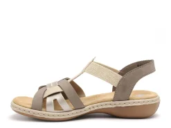 Rieker 65918 Beige Sandales Plates Femme