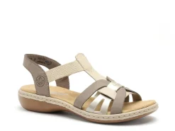 Rieker 65918 Beige Sandales Plates Femme