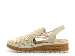 Rieker 62741 Beige Sandales à Talons Femme