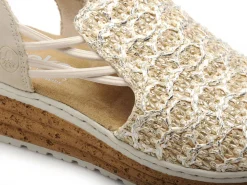Rieker 62741 Beige Sandales à Talons Femme