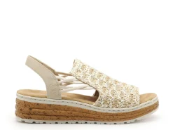 Rieker 62741 Beige Sandales à Talons Femme