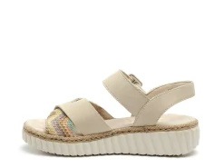 Rieker 69269 Beige Sandales à Talons Femme