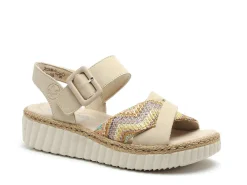 Rieker 69269 Beige Sandales à Talons Femme