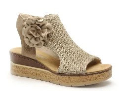 Rieker 63791 Beige Sandales à Talons Femme