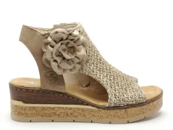 Rieker 63791 Beige Sandales à Talons Femme