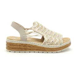 Rieker 62741 Beige Sandales à Talons Femme