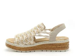 Rieker 62741 Beige Sandales à Talons Femme