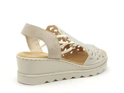 Rieker 67465 Beige Sandales à Talons Femme