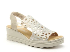 Rieker 67465 Beige Sandales à Talons Femme
