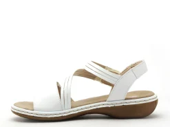 Rieker 65964 Blanc Sandales Plates Femme