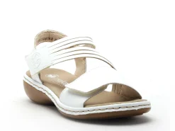 Rieker 65964 Blanc Sandales Plates Femme