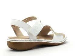 Rieker 65964 Blanc Sandales Plates Femme