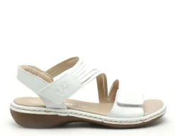 Rieker 65964 Blanc Sandales Plates Femme