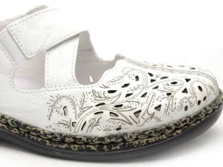 Rieker 46352 Blanc Slip in Ballerines Femme