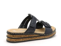 Rieker 62936 Bleu Mules et Sabots à Talons Femme