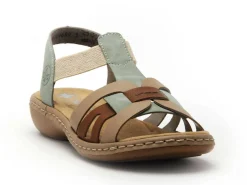 Rieker 65918 Kaki Sandales Plates Femme