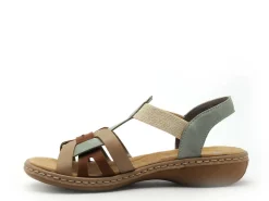 Rieker 65918 Kaki Sandales Plates Femme