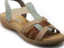 Rieker 65918 Kaki Sandales Plates Femme
