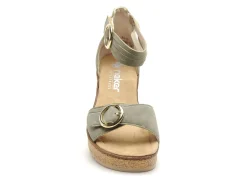 Rieker 63780 Kaki Sandales à Talons Femme