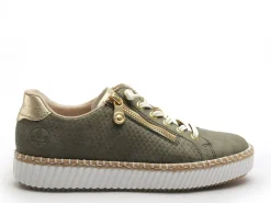 Rieker M2940 Kaki Baskets Basses Femme